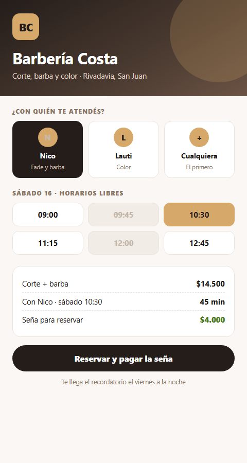Turnero de barbería con seña
